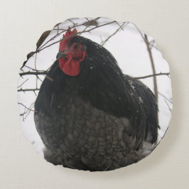 de heer Precious - Rooster on Round Pillow Rond Kussen
