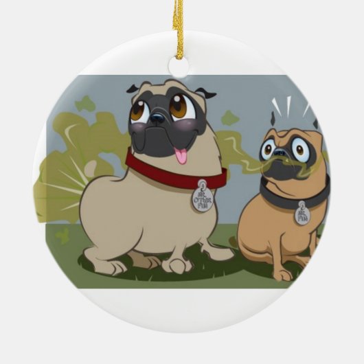 de heer Pug & de heer Other Pug Holiday Ornament (Achterkant)