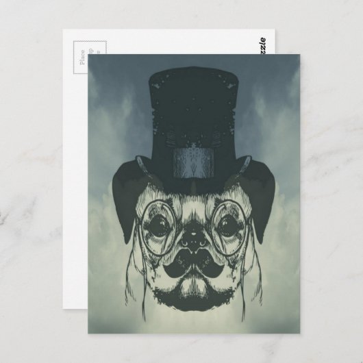 De heer Pug op een kaart (Voorkant / Achterkant)