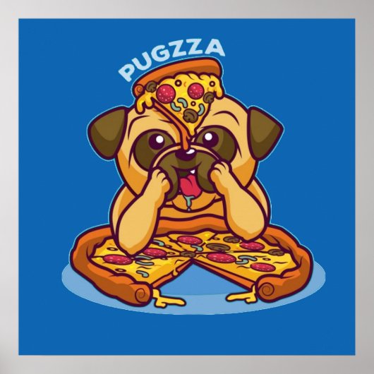 De heer Pugzza de Pizza Pug Poster (Voorkant)