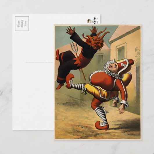  de heer Punch die de duivel trapt Briefkaart (Voorkant / Achterkant)