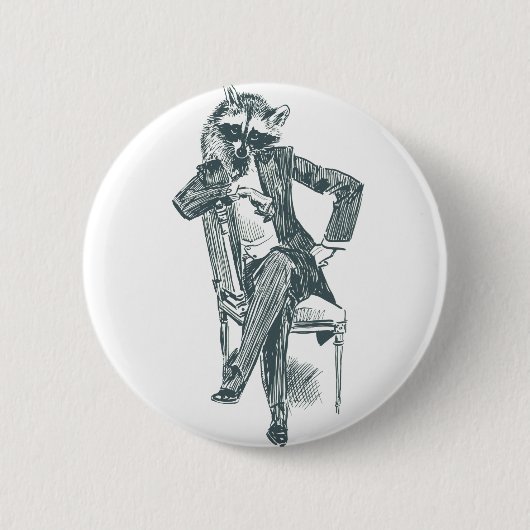 de heer Raccoon, Button van 2¼ inch (Voorkant)