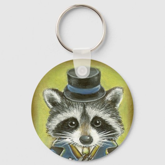 de heer Raccoon Sleutelhanger (Voorkant)