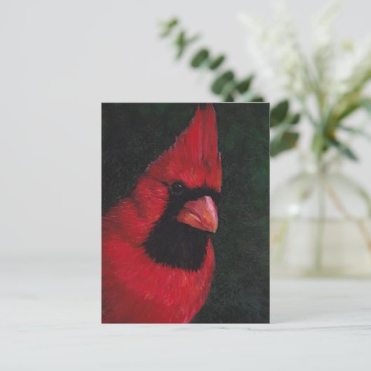 de heer Red Cardinas Bird Art Briefkaart (Staand voorkant)
