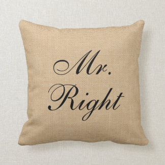 de heer Right Faux Linen canvas burlap Wedding Pil Kussen