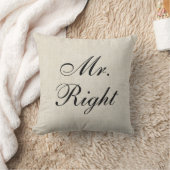 de heer Right Faux Linen canvas burlap Wedding Pil Kussen (Deken)