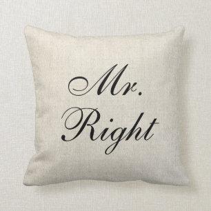 de heer Right Faux Linen canvas burlap Wedding Pil Kussen