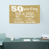 De heer Right Fun 50th Jubileum Gold Hearts Spandoek (Beurs)
