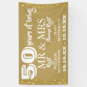 De heer Right Fun 50th Jubileum Gold Hearts Spandoek (Verticaal)