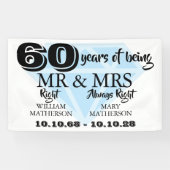De heer Right Fun Diamond 60th Wedding Jubileum Spandoek (Horizontaal)