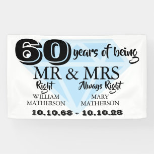 De heer Right Fun Diamond 60th Wedding Jubileum Spandoek