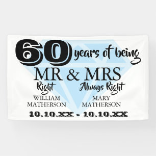 De heer Right Fun Diamond 60th Wedding Jubileum Spandoek