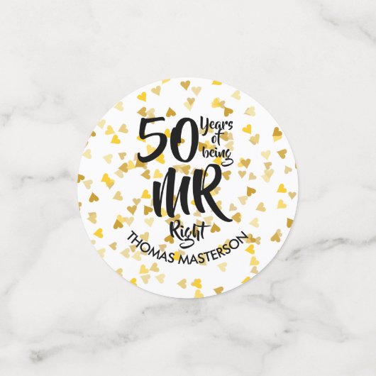 de heer Right Fun Golden 50th Jubileum Confetti (Kleine voorkant)
