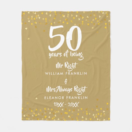 de heer Right Fun Golden 50th Jubileum Fleece Deken (Voorkant)