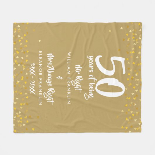 de heer Right Fun Golden 50th Jubileum Fleece Deken (Voorkant (Horizontaal))