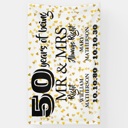 de heer Right Fun Golden 50th Jubileum Spandoek (Verticaal)