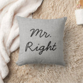 de heer Right Gray Faux Linen burlap Wedding Pillo Kussen (Deken)