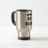 De heer right text design met snor reisbeker (Voorkant links)