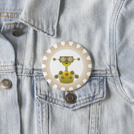 de heer Robot met Steampunk Gear Heart Button (In situ)