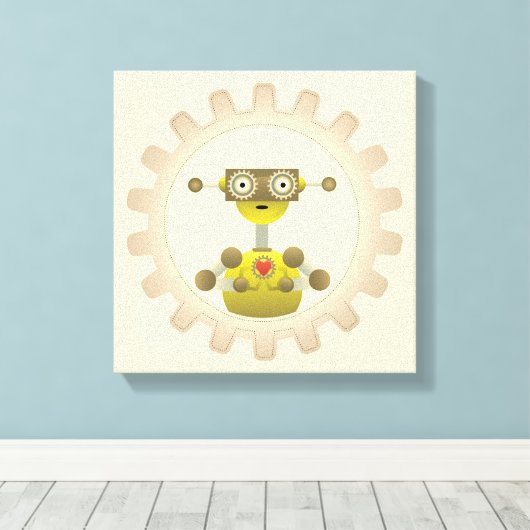 de heer Robot met steampunk Gear Heart Canvas Prin (Insitu (Houten vloer))
