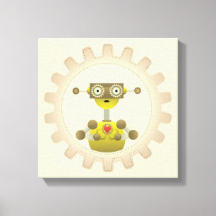 de heer Robot met steampunk Gear Heart Canvas Prin Afdruk