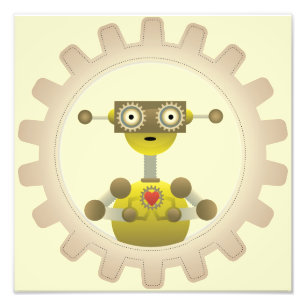 de heer Robot met Steampunk Gear Heart Photo Print Foto Afdruk