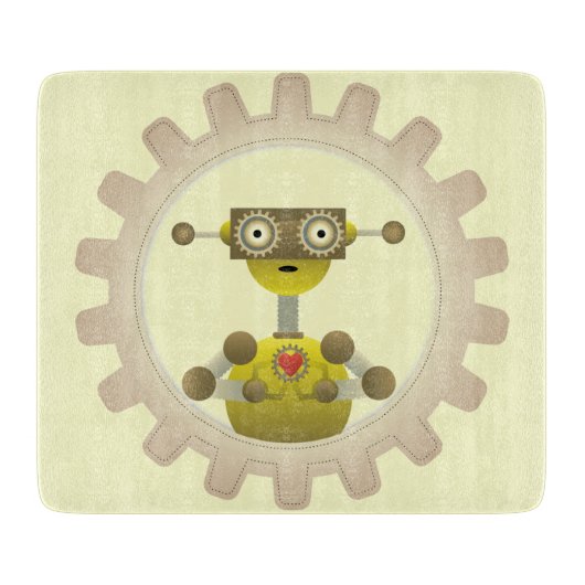 de heer Robot met steampunk Gear Heart Snijplank (Voorkant)