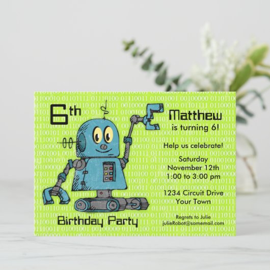 De heer Robot Persoonlijke uitnodiging op zaterdag (Staand voorkant)