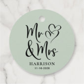 De heer Sage Green Wedding Bedankjes Labels (Achterkant)
