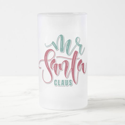 de heer Santa Claus Frosted Glass Beer Mok (Center)
