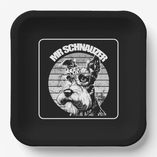 De heer Schnauzer Papieren Bordje (Voorkant)