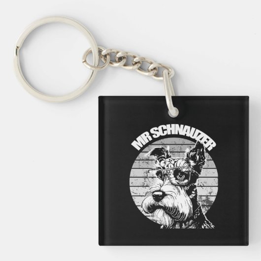 De heer Schnauzer Sleutelhanger (Voorkant)