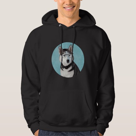 de heer Siberian Husky Hoodie (Voorkant)