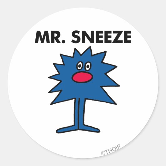de heer Sneeze | Gedekte instelling Ronde Sticker (Voorkant)