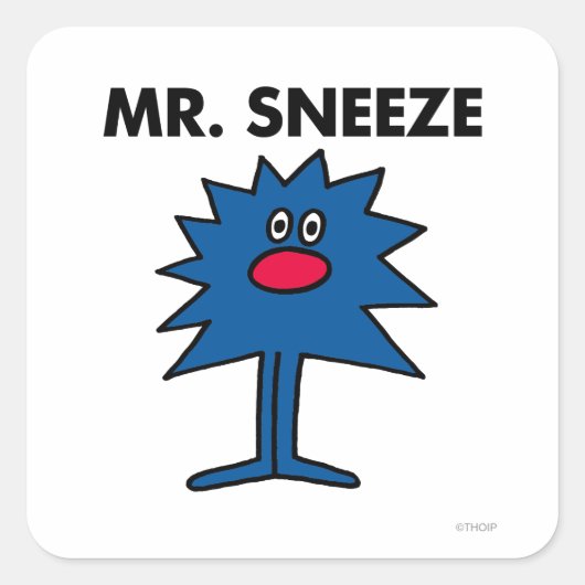 de heer Sneeze | Gedekte instelling Vierkante Sticker (Voorkant)