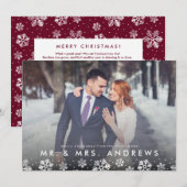 De heer Snowflake Border Pas getrouwd Fotokaart Feestdagenkaart (Voorkant / Achterkant)