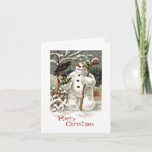 de heer Snowman en de heer Crow Note Kaart