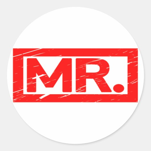 De heer Stamp Ronde Sticker (Voorkant)