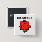 de heer Strong Waving Hallo Vierkante Button 5,1 Cm (Voorkant /achterkant)