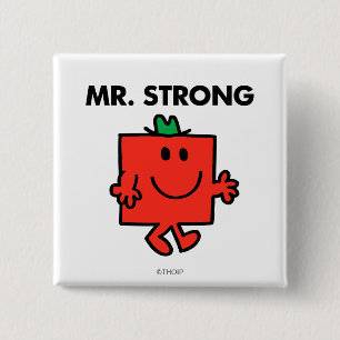 de heer Strong Waving Hallo Vierkante Button 5,1 Cm