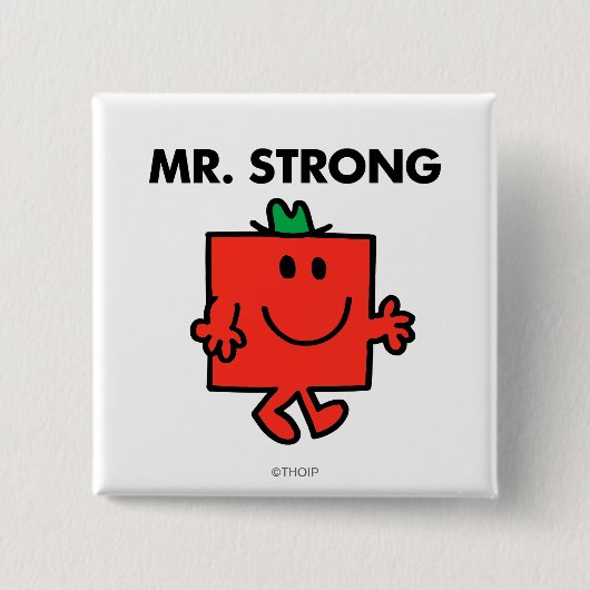 de heer Strong Waving Hallo Vierkante Button 5,1 Cm (Voorkant)