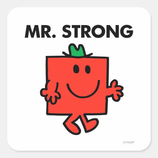 de heer Strong Waving Hallo Vierkante Sticker (Voorkant)