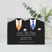 de heer Suit Blue Oranje Stropdassen Gay Save the  Save The Date (Staand voorkant)