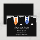 de heer Suit Blue Oranje Stropdassen Gay Save the  Save The Date (Voorkant / Achterkant)
