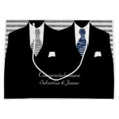 de heer Suits Blue Gray Wedding Personalized Groot Cadeauzakje (Voorkant)