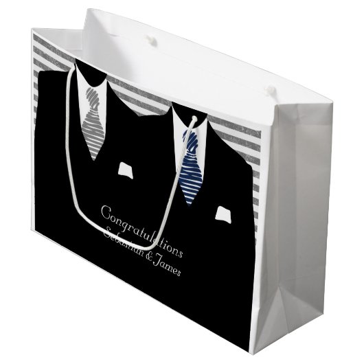 de heer Suits Blue Gray Wedding Personalized Groot Cadeauzakje (Voorkant Gekanteld)