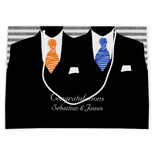 de heer Suits Blue Oranje Wedding Personalized Groot Cadeauzakje (Voorkant)