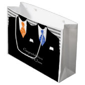 de heer Suits Blue Oranje Wedding Personalized Groot Cadeauzakje (Voorkant Gekanteld)