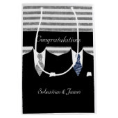 de heer Suits Wedding Personalized Blue Grey Medium Cadeauzakje (Voorkant)