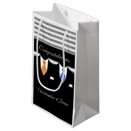 de heer Suits Wedding Personalized Blue Oranje Klein Cadeauzakje